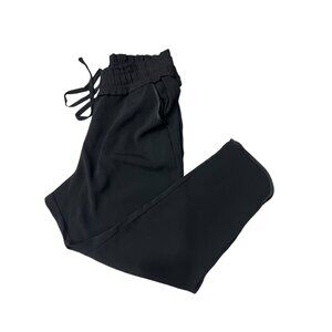 ZARA TRF Crepe Pants Elastic Drawstring Wist Ankle Length Black Pull-On